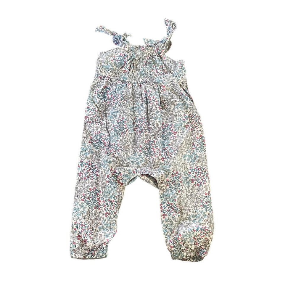 Tea Collection Italy Villa Borghese Shoulder Tie Floral Romper Size 3-6M